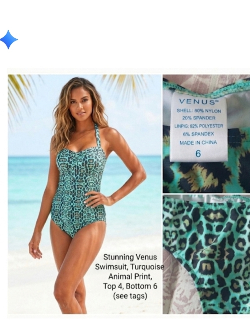 "Venus" Stunning Tankini Top (4) Bikini Bottom (6) Like NEW!